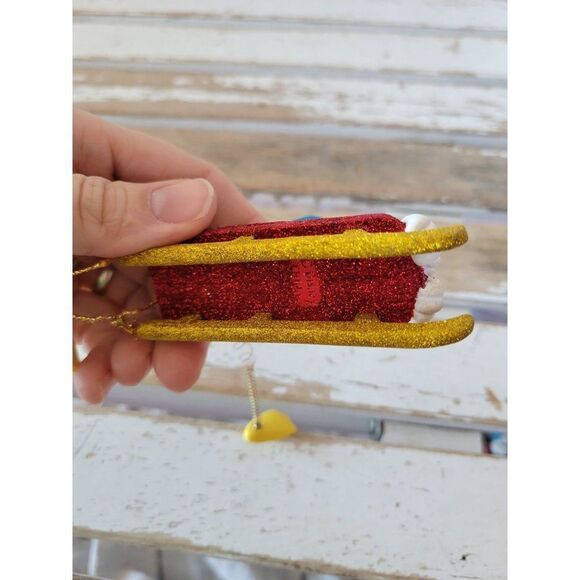 Disney Daffy duck sledding sparkle spring ornament Xmas holiday tree - Picture 7 of 7